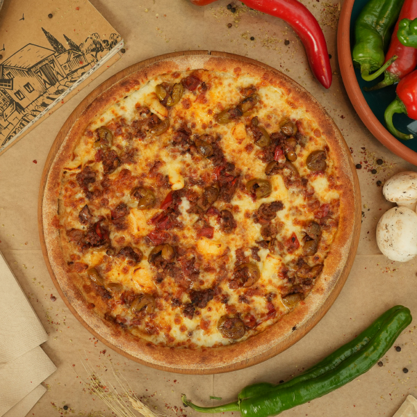 Antep Zeytinli Kıymalı Pizza (Büyük)
